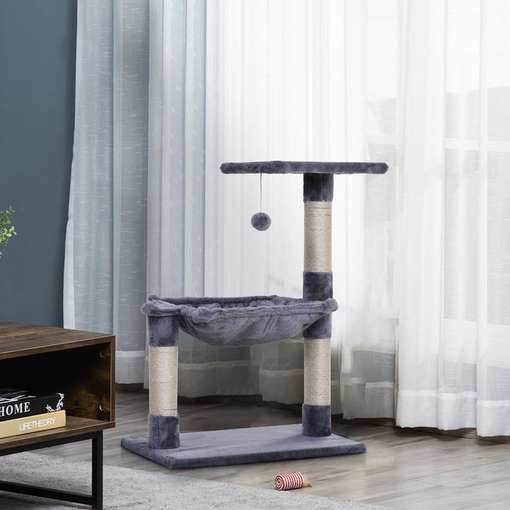 Image du produit PawHut Arbre à chat avec colonnes en sisal (70 cm, Gris)