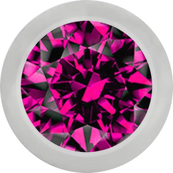 Star Piercing Micro Kugel silber mit Kristall fuchsia (ohne Messing, Chirurgenstahl 316L)
