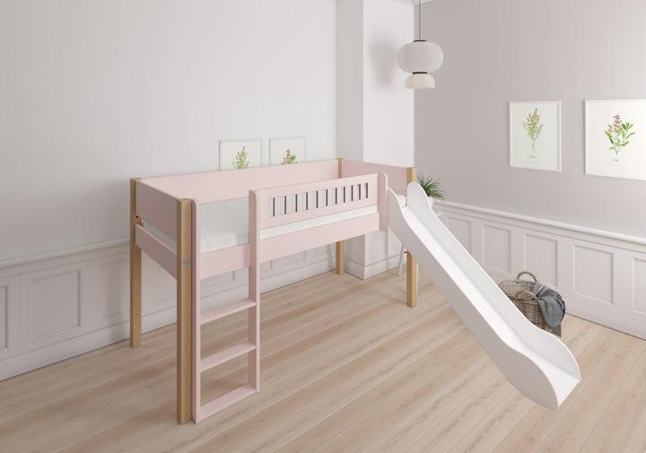 Actual product image Manis-h Manis h Loke half-height cot with slide, light pink (90 x 200 cm)