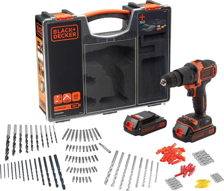 Black & Decker BDCHD18BOA, 2 Akkus & 160tlg. Zubehörset (Akkubetrieb)