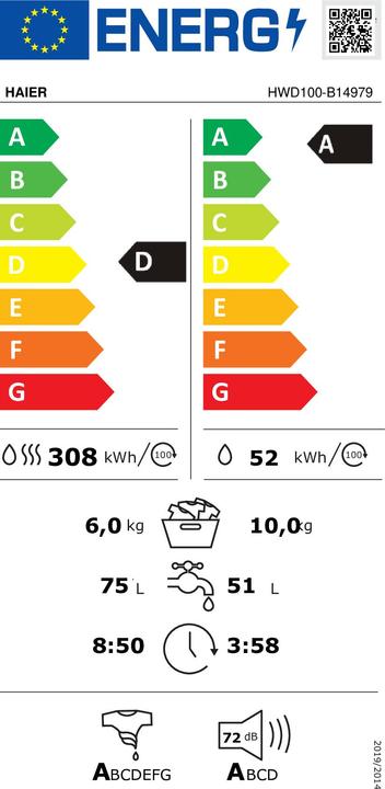 Label énergétique Haier Hwd100-b14979-s