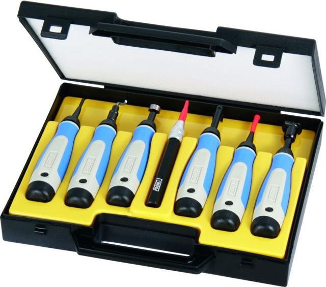 Noga All-round deburrer / scraper range (7 holders with blades), in plastic box 16 pieces