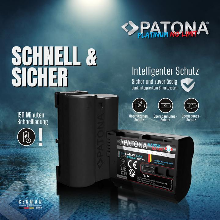 Actual product image Patona Platinum Battery Nikon ENEL15C USB-C (Rechargeable battery)