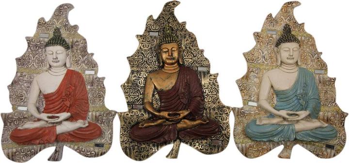 Produktbild DKD Home Decor Wanddekoration Blau Rot Gold Buddha Orientalisch 19 x 3,1 x 26,5 cm (3 Stücke)