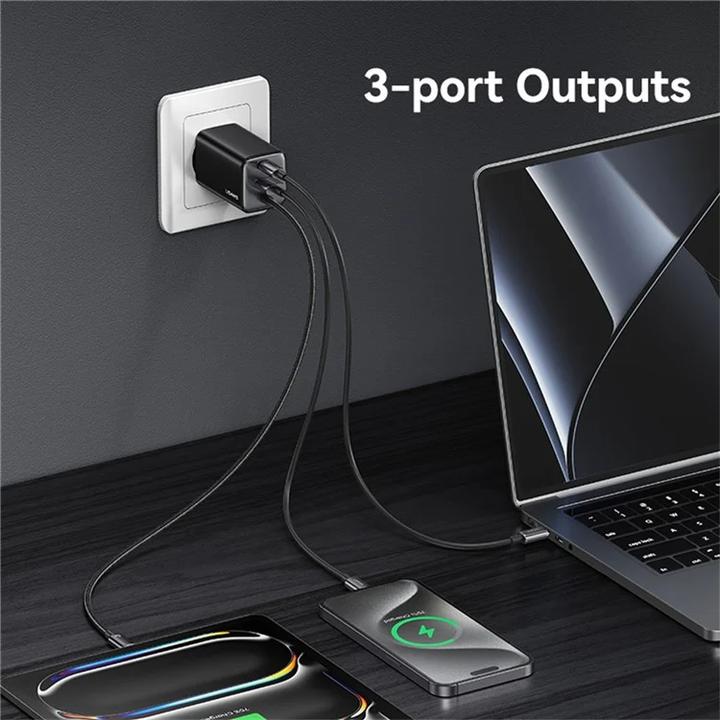Immagine prodotto Usams Ładowarka sieciowa JC Series CC266 65W GaN Fast Charger 2xUSB-C 1xUSB-A czarny (65 W)