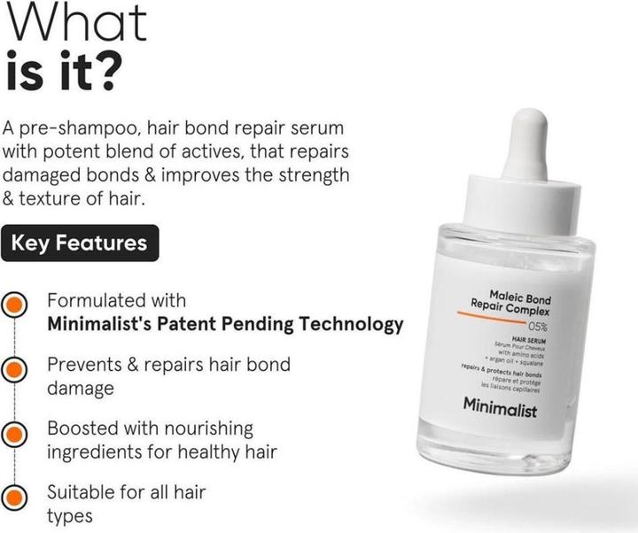 Valori nutrizionali e ingredienti Minimalist Maleic Bond Repair Complex 5% Siero per capelli (50 ml)
