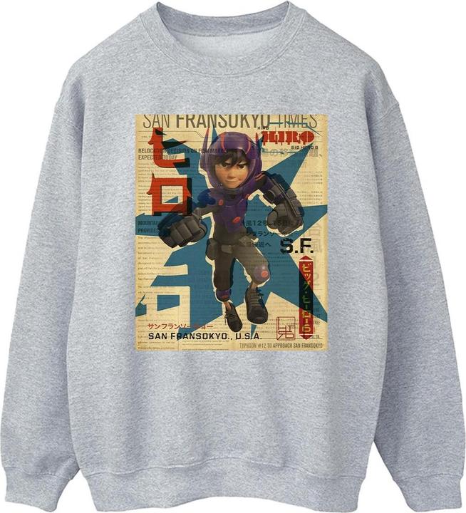 Disney Big Hero 6 Baymax Hiro Newspaper Sweatshirt (S)