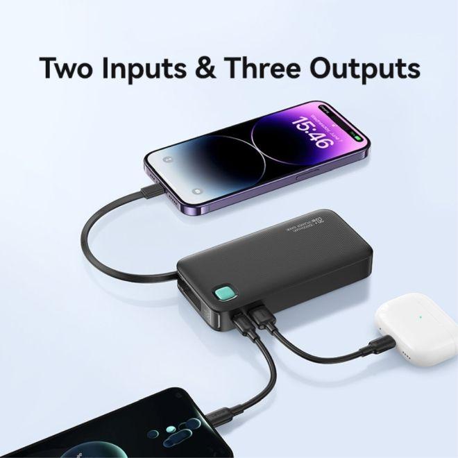 Actual product image Usams Powerbank ze zwijanym kablem USB-C Retractable 10000 mAh PD 20W Fast Charge XY Series czarny/b (10000 mAh, 50 W, 50 Wh)