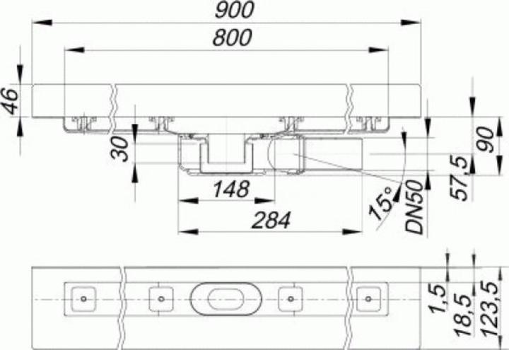 Image du produit Dallmer Caniveau de douche CERALINE PLAN F, DN 50 latéral, LH 90mm, 800mm (1060 mm)