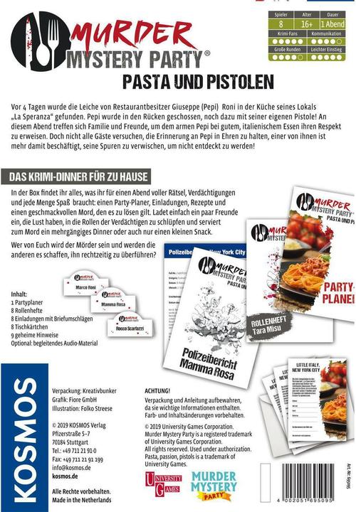 Image du produit Kosmos Meurtre et mystère - Pâtes et pistolets (Allemand)