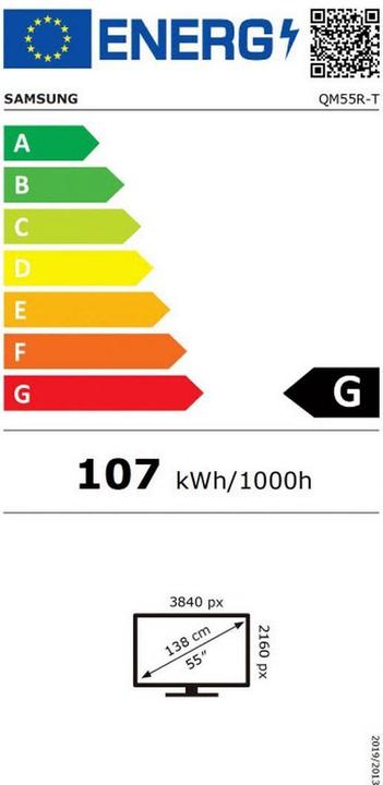 Energy Label Samsung QM55R-T (3840 x 2160 Pixels, 55")