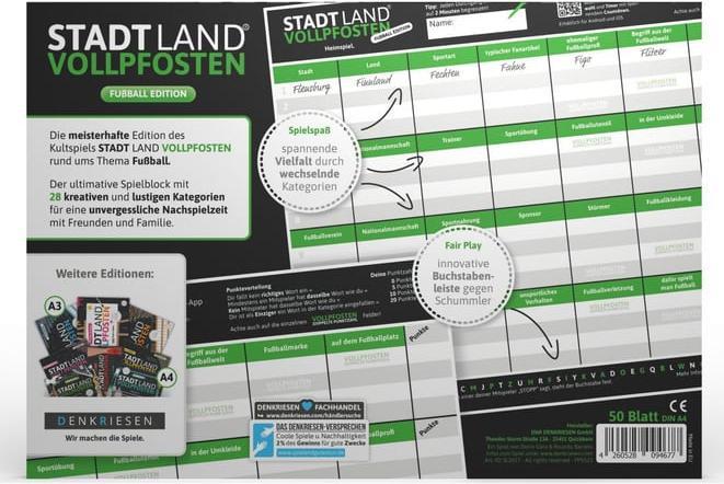 Actual product image Denkriesen STADT LAND VOLLPFOSTEN® A4 - FUSSBALL EDITION "Heimspiel" (Home Game) (German)