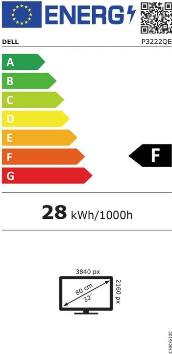 Energielabel Dell P3222QE (3840 x 2160 Pixels, 31.50")