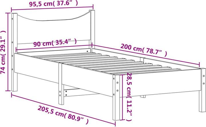 Produktbild VidaXL Bett Kiefer (90 x 200 cm)