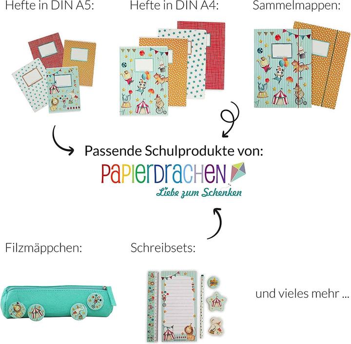 Produktbild Papierdrachen Schulmappe 2er Set DIN A4 - Zirkus (VE 4)