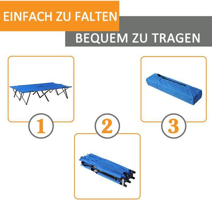 Produktbild Swisshandel24 Campingbett Klappbar für 2 Personen Feldbett Klappbett mit Tragetasche bis 136 kg belastbar Stahl Ox