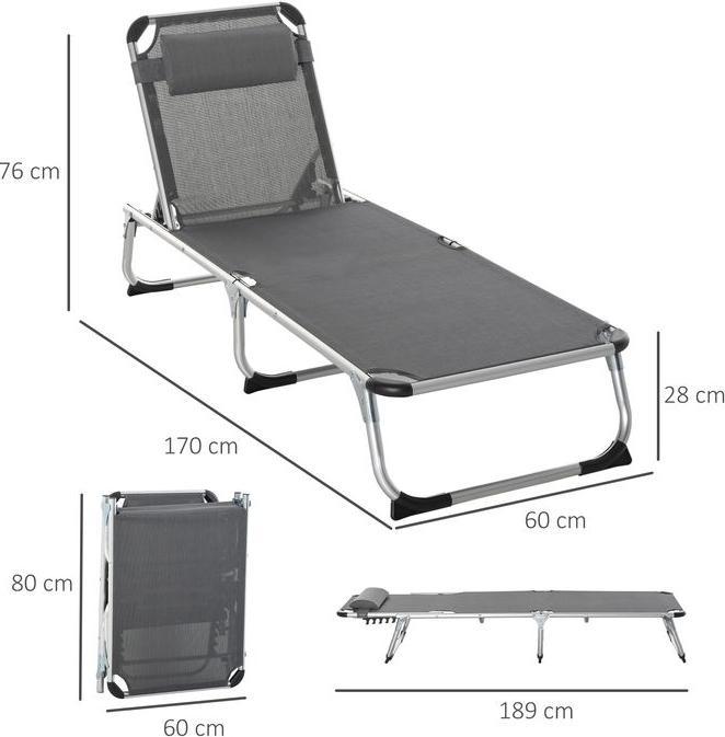 Immagine prodotto Swisshandel24 Lettino prendisole da giardino lettino in tessuto di alluminio lettino relax lettino regolabile in (189 cm)