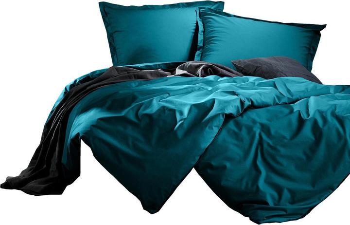 Actual product image Lorena Uni Maco-Sateen Bed Linen Classic Standing Hem (Bedding set, 155x220 cm + 80x80 cm)