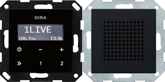 Actual product image Gira Flush-mounted radio RDS loudspeaker System 55 Black m (VHF, Radio Frequency (RF))