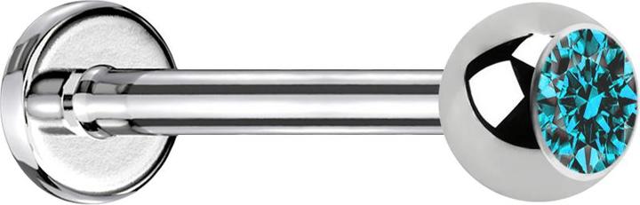 Immagine prodotto Star Piercing Micro Labret argento con cristallo a sfera acqua (senza ottone, Acciaio chirurgico 316L)