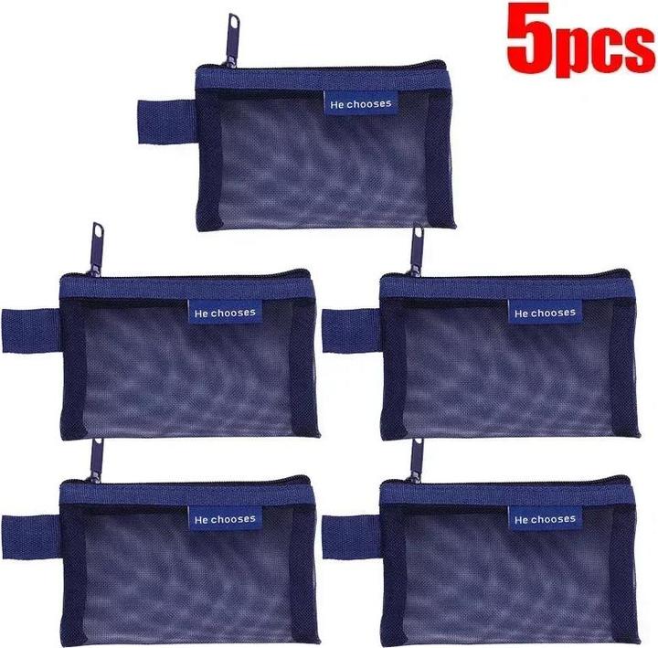 Only-Bags.Store 5 Pcs Mini Mesh Lagerung Taschen Multi-farbe Tragbare Mäppchen Halter Münze Kosmetik Schmuck Reise