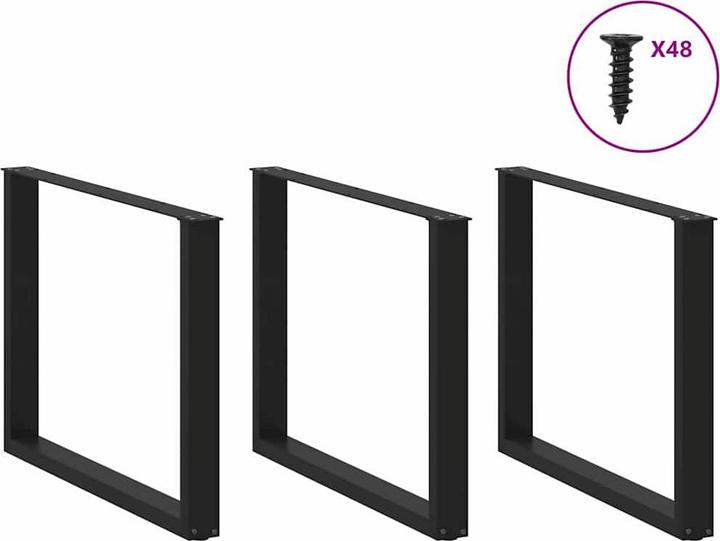 Produktbild VidaXL Couchtischbeine U-Form 2 Stk. Schwarz 100x(72-73) cm Stahl Tischbein