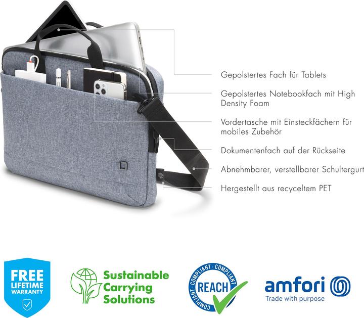 Actual product image Dicota Notebook bag Eco Slim Case Motion 11.6, Grey (11.60", Universal)