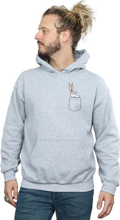 Actual product image Looney Tunes Mens Bugs Bunny Faux Pocket Hoodie (S)