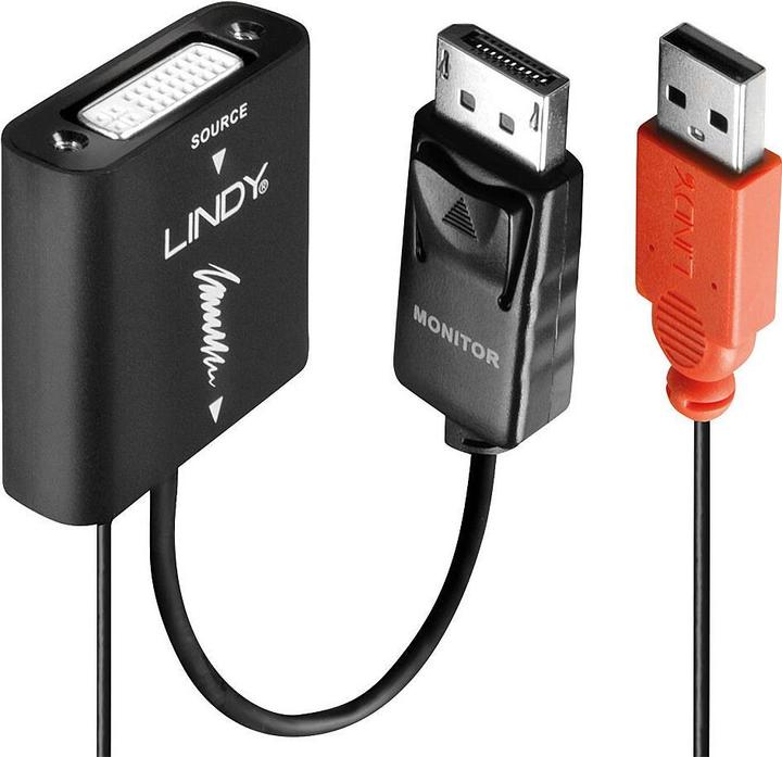 Image du produit Lindy Convertisseur DVI-D vers DisplayPort (UNIDIRECTIONNEL). DVI-D femelle vers DP mâle. (DP, 15 cm)