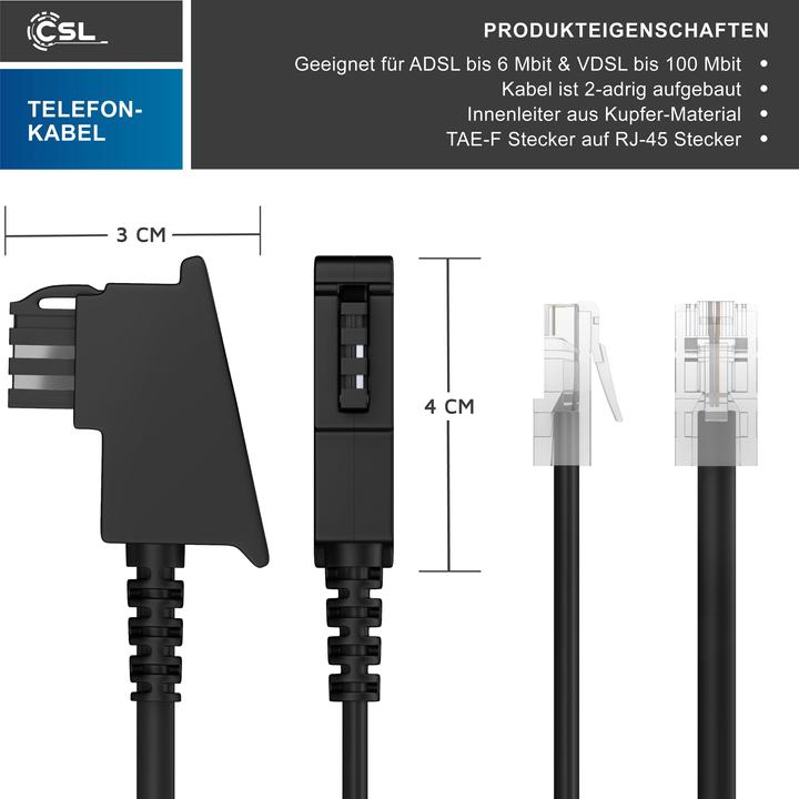 Immagine prodotto CSL Cavo Internet, cavo router, cavo telefonico, spina TAE-F a spina RJ45, router a presa telefonica