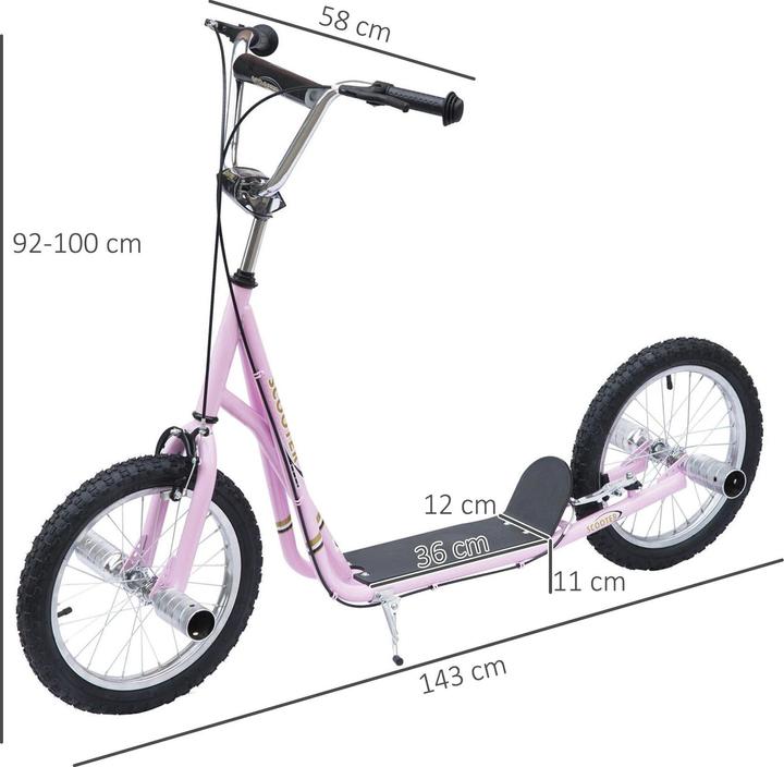 Immagine prodotto Homcom Monopattino per bambini con freno a mano, pneumatici extra spessi, manubrio regolabile in altezza