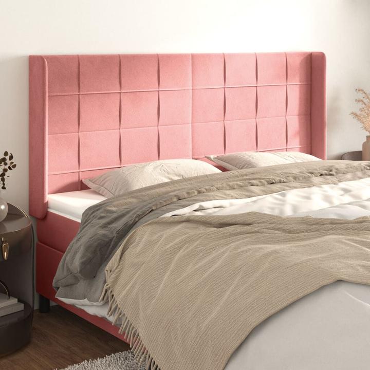 Produktbild VidaXL Kopfteil mit Ohren Rosa 203x16x118/128 cm Samt,Farbe (203 x 16 x 128 cm)