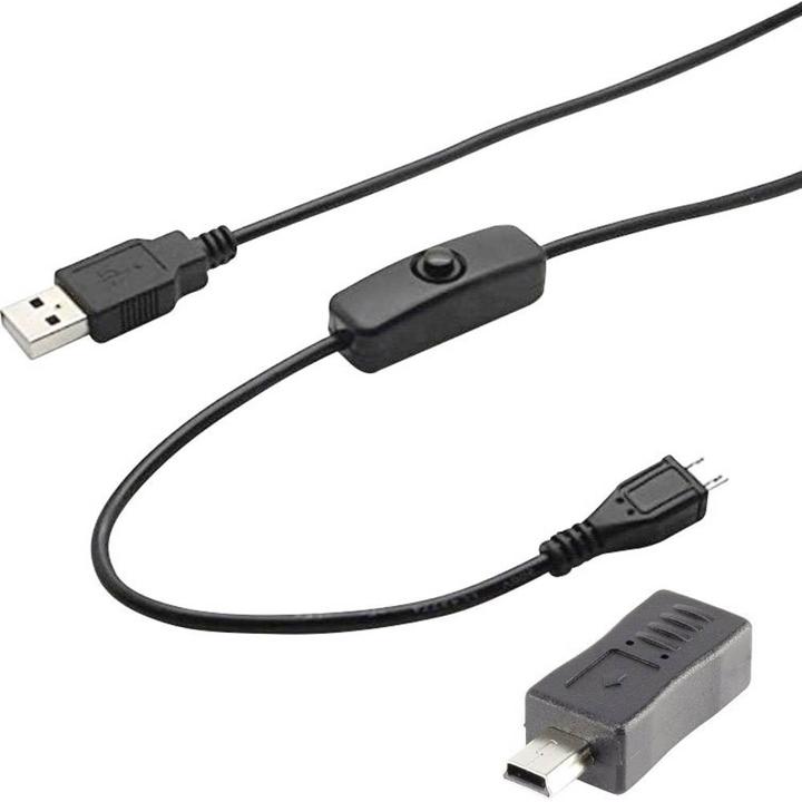 Renkforce Mini USB cable with on/off switch 1.5 m (1.50 m, USB 2.0)