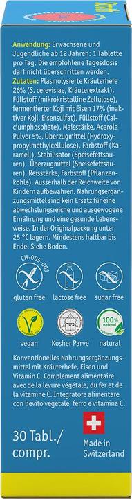 Nutritional values and ingredients Strath iron (1 Piece, Pills, 57 g)