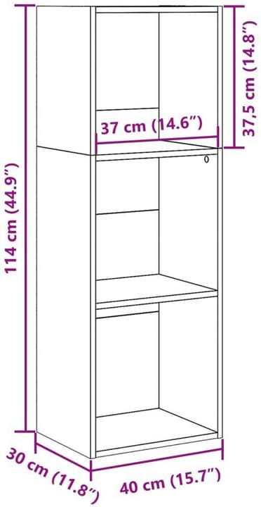 Image du produit VidaXL Bücherregal Standregal Büroregal Aktenregal Aufbewahrungsregal Betongrau (30 x 40 x 114 cm)