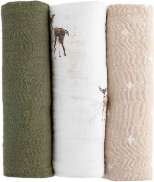 Produktbild little unicorn Cotton Muslin Swaddle 3 Pack - Oh Deer! (120 cm, 120 cm)