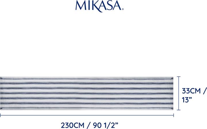 Produktbild Mikasa Navy Stripe Cotton and Linen Table Runner, 230 x 34cm