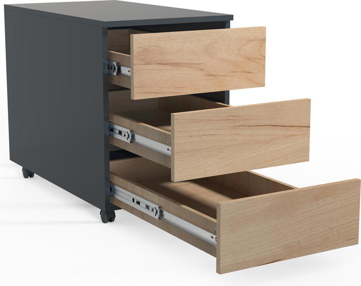 Produktbild VCM Rollcontainer Beistellcontainer Bürocontainer Rollen rollbar Dasola 3 Schublade (39 x 70 x 55 cm)