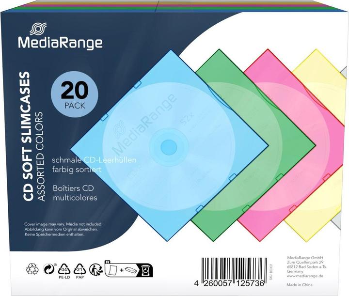 Produktbild MediaRange CD / DVD Retail Pack 20er Slimcase Color