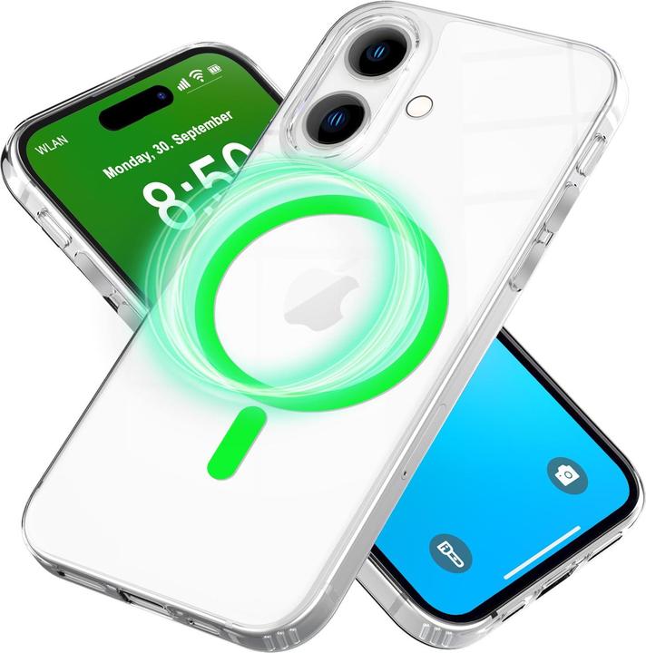 Image du produit Nalia Étui rigide transparent, anneau MagSafe S'illumine dans le noir (Apple iPhone 16)