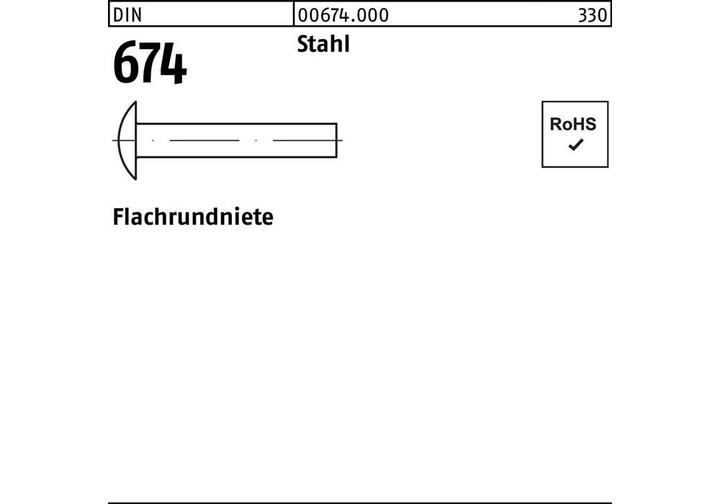 Produktbild Flachrundniete DIN 674 3 x 8 Stahl