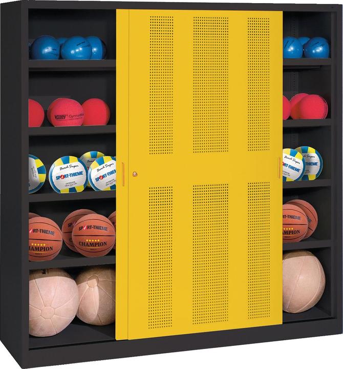 Produktbild C+P Ballschrank (HxBxT: 195x120x50 cm, mit Lochblech-Schiebetüren, Typ 4)
