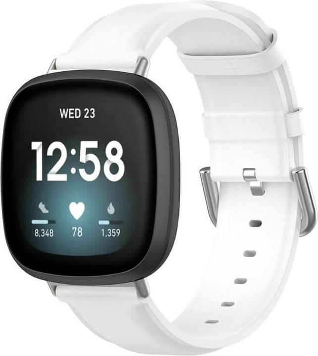 Produktbild Cover-Discount Fitbit Versa / Sense - Lederarmband weiss (Kunstleder, Versa 3, Sense)