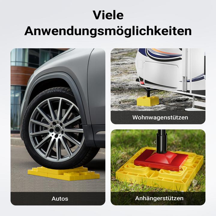 Actual product image Wiltec Unterlegplatten Wohnwagen 10x Stützplatten 13,5t Auffahrkeile Stufenkeile