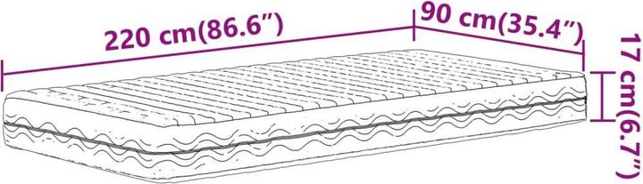 Image du produit VidaXL Schaumstoffmatratze 90 x 220 cm Härtegrad H2 H3 (90 x 220 cm, Noyau de mousse)