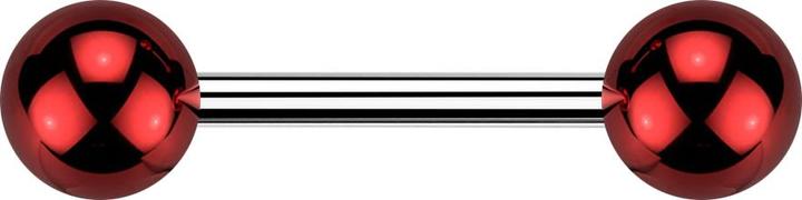 Star Piercing Barbell silber mit zwei Kugeln glasbeschichtet rot (Acryl, Chirurgenstahl 316L, ohne Messing)