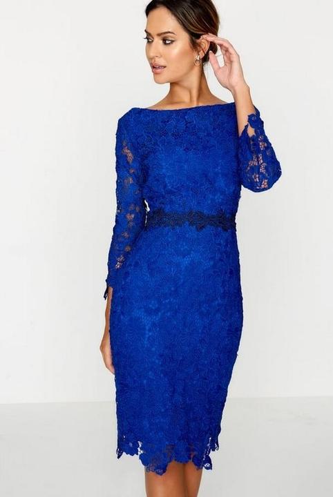 Immagine prodotto Paper Dolls Vestito Bodycon in pizzo blu all'uncinetto (36 E)