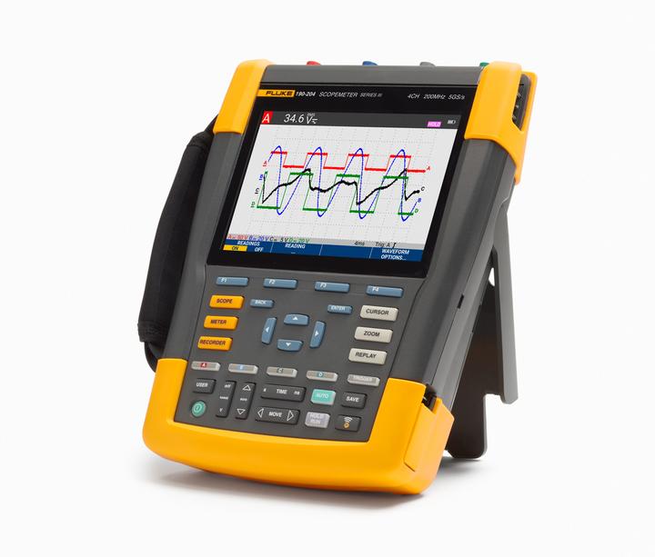 Actual product image Fluke 190-204-III Hand-held oscilloscope (scope-meter) 200MHz 4-channel 2.5 GSa/s 30 kpts 8 bit 1 set (CAT III 1000V, CAT IV 600V)