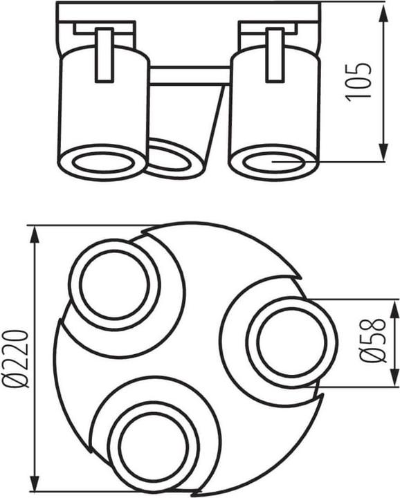 Actual product image Kanlux LAURIN 29127 Wall/ceiling light 3x max. 35W GU10 black (GU10)