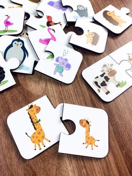 Actual product image Activity Board Puzzle 2 piece jigsaw, educational material, homeschool preschool cards, animals matching game
